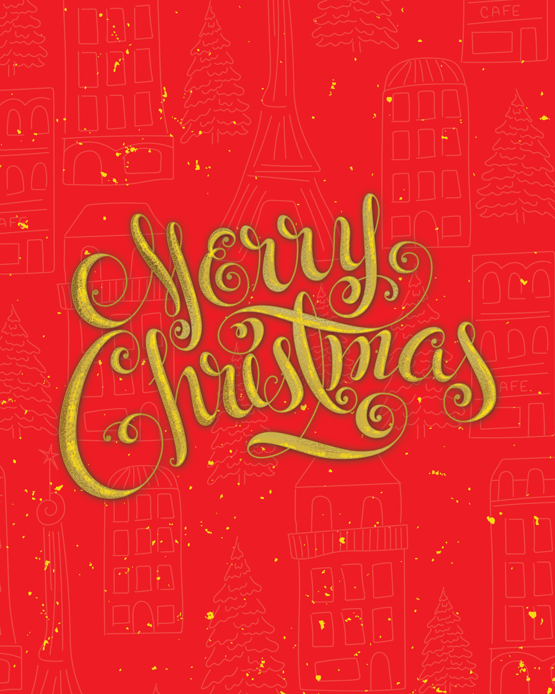 Merry Christmas - Hand lettering illustration, cheerful, lettering