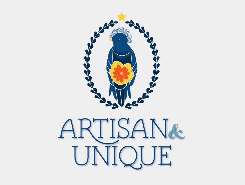 Artisan & Unique Logo, Hand Lettering Illustration, Colorful
